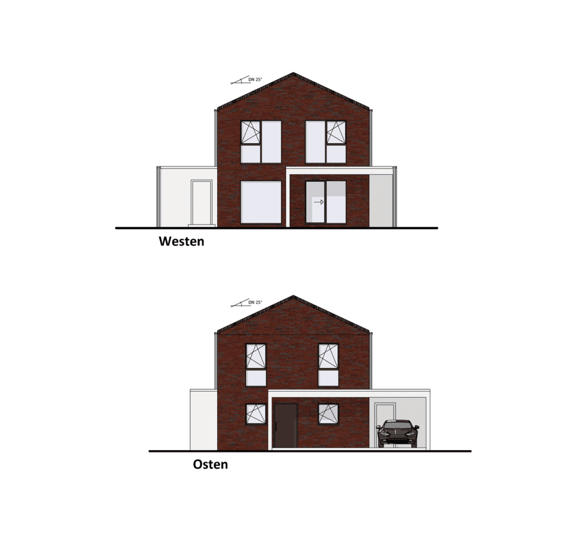 Ansichten West und Ost Muster